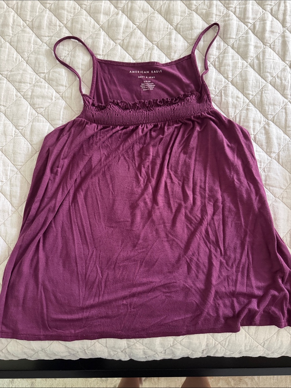 American Eagle Outfitters Plum Smocked Cami Top